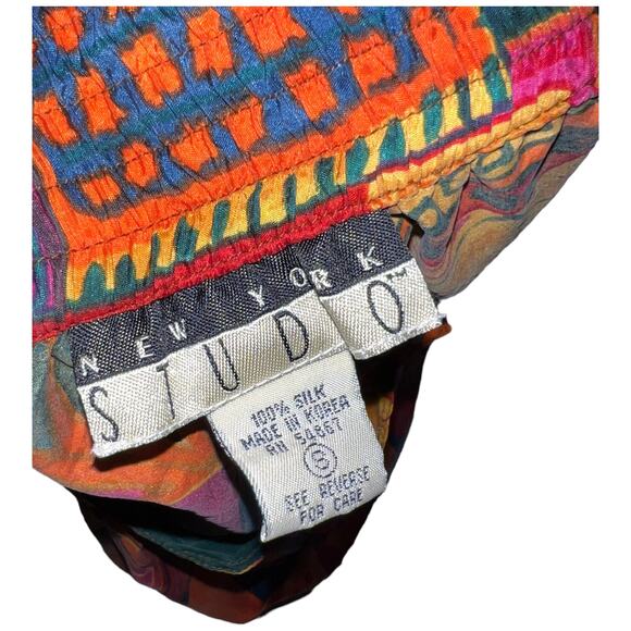 Studio New York 100% Silk High-Waisted Shorts Vintage Abstract Geometric Size S - Picture 7 of 9